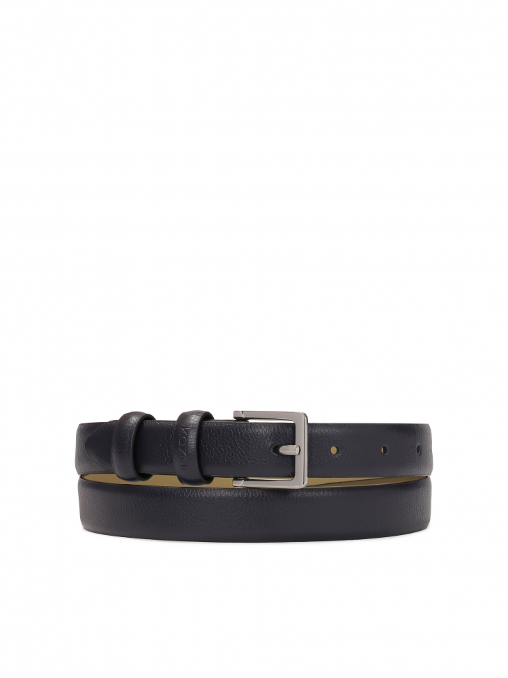 Navy blue narrow leather belt