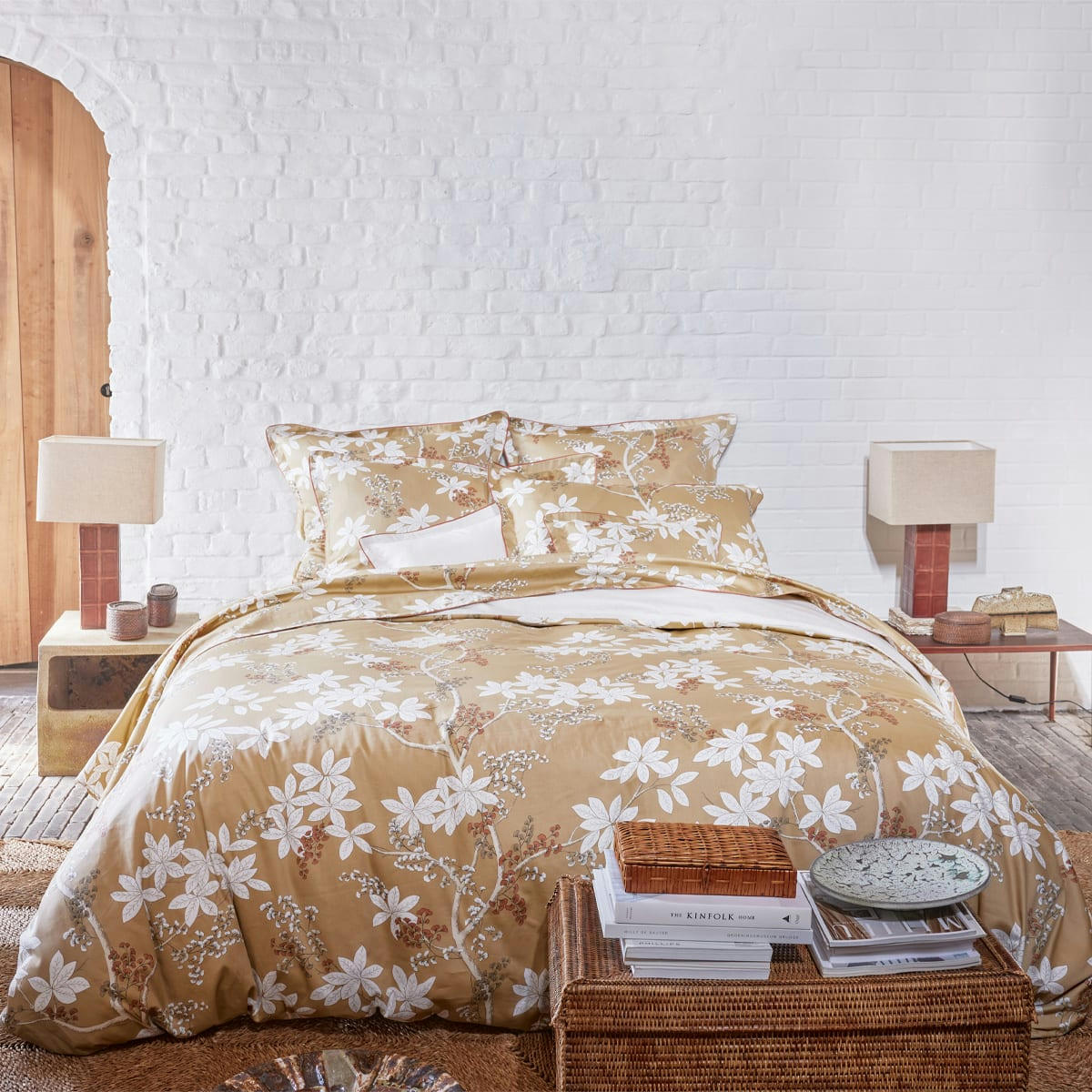 LÉGENDE - Housse de couette en satin de coton jaune 260x240