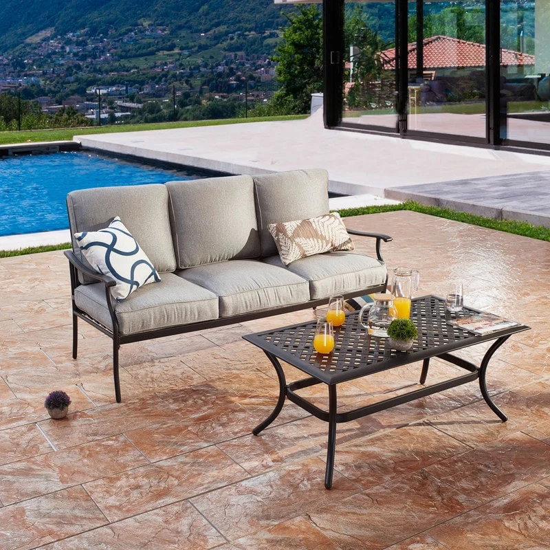 PATIO FESTIVAL 3-Seater Outdoor Sofa with Coffee Table Set