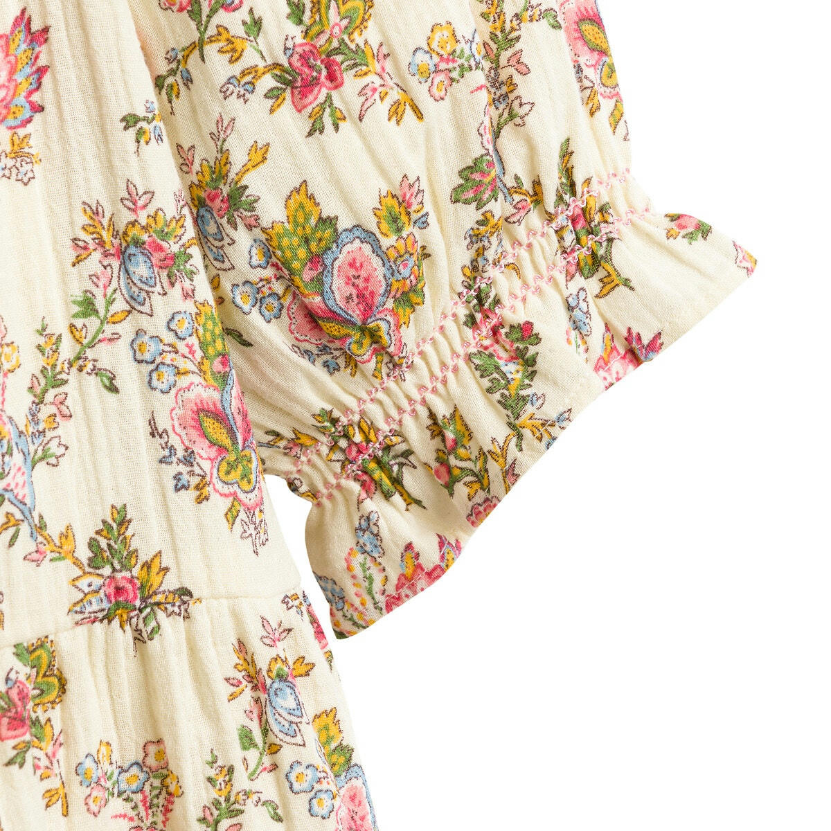 Robe manches longues en double gaze imprimé floral