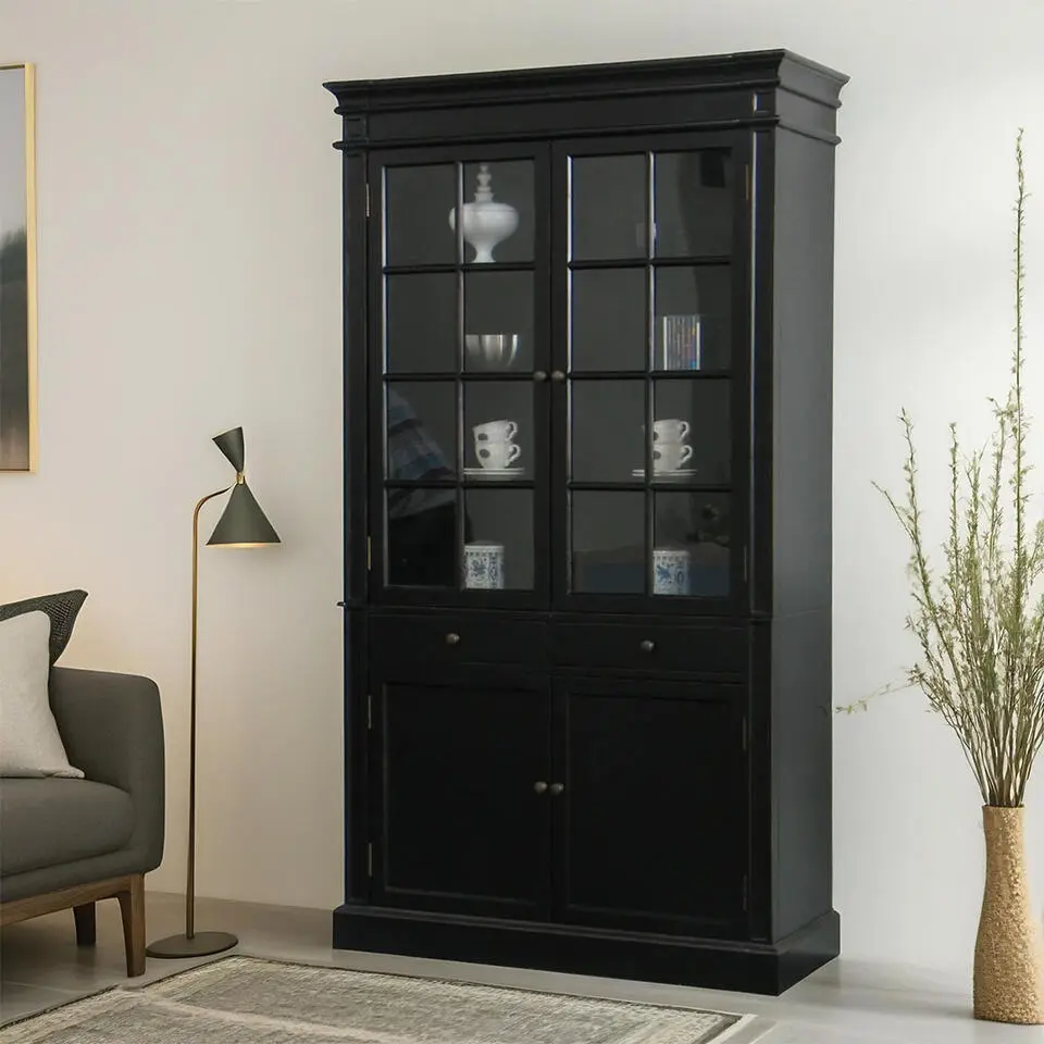 Hioshop Servieskast Mozart zwart dressoir met opzet