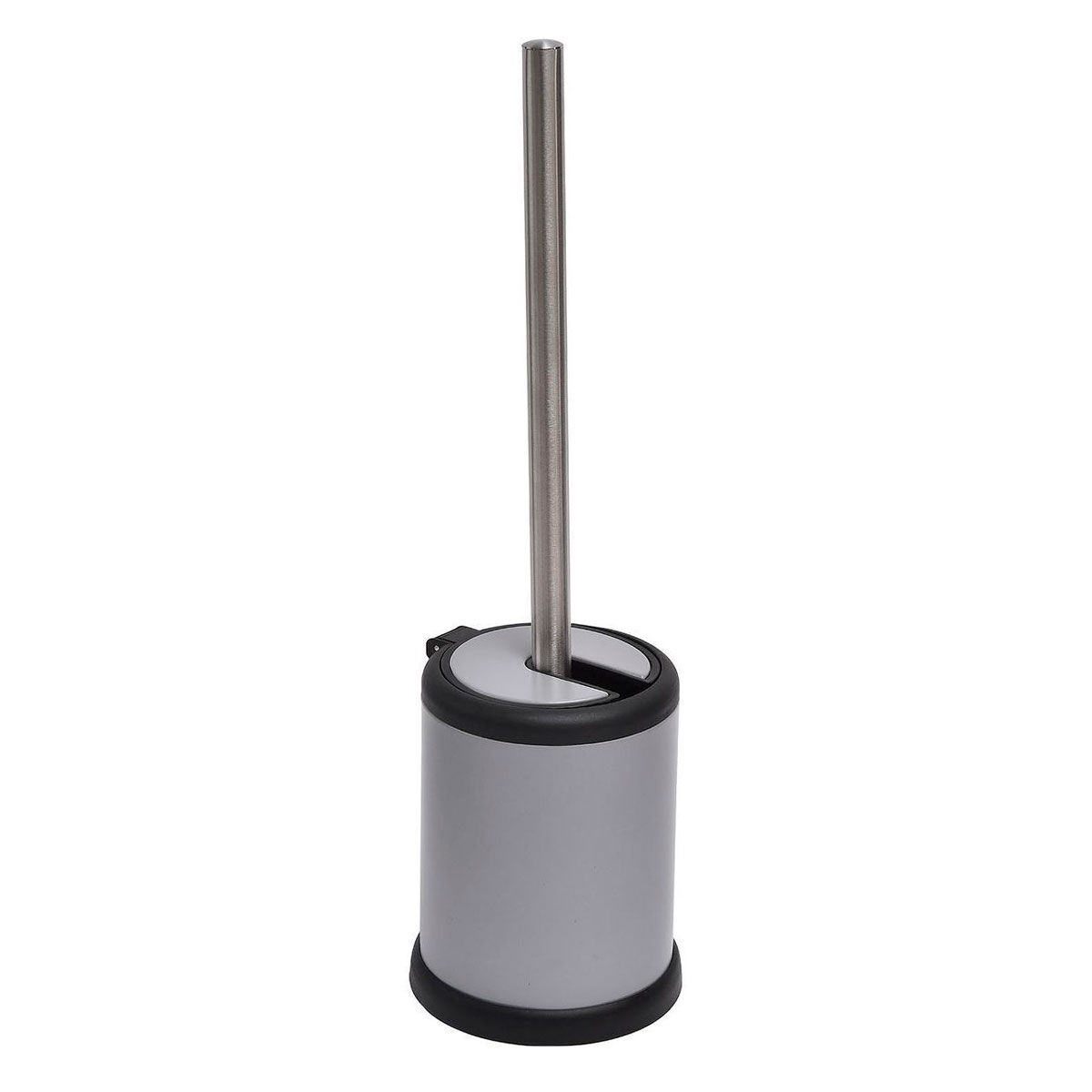 Escova wc cinza mate com tampa rebatível