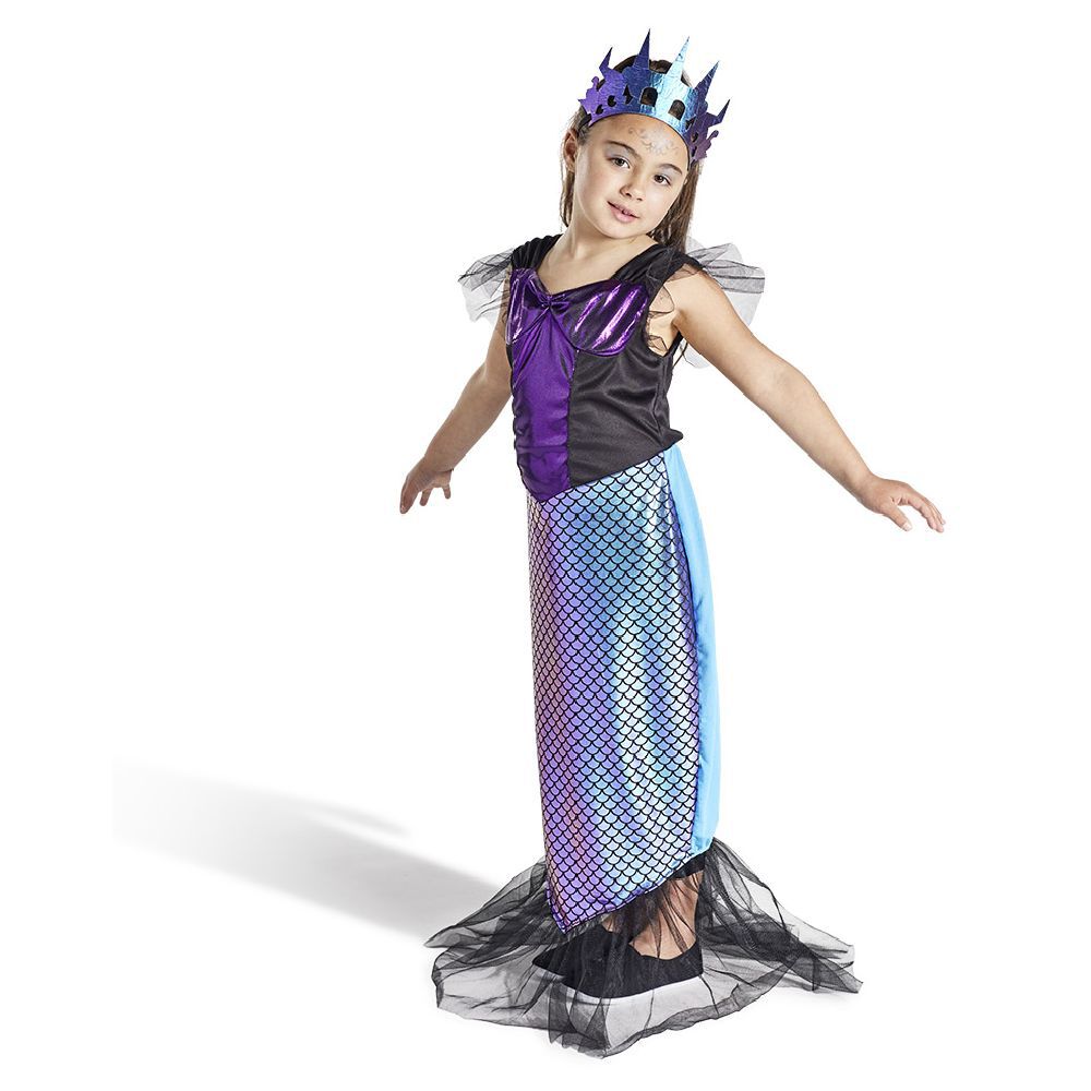 Déguisement enfant sirène robe et serre-tête noir et violet 7/10ans