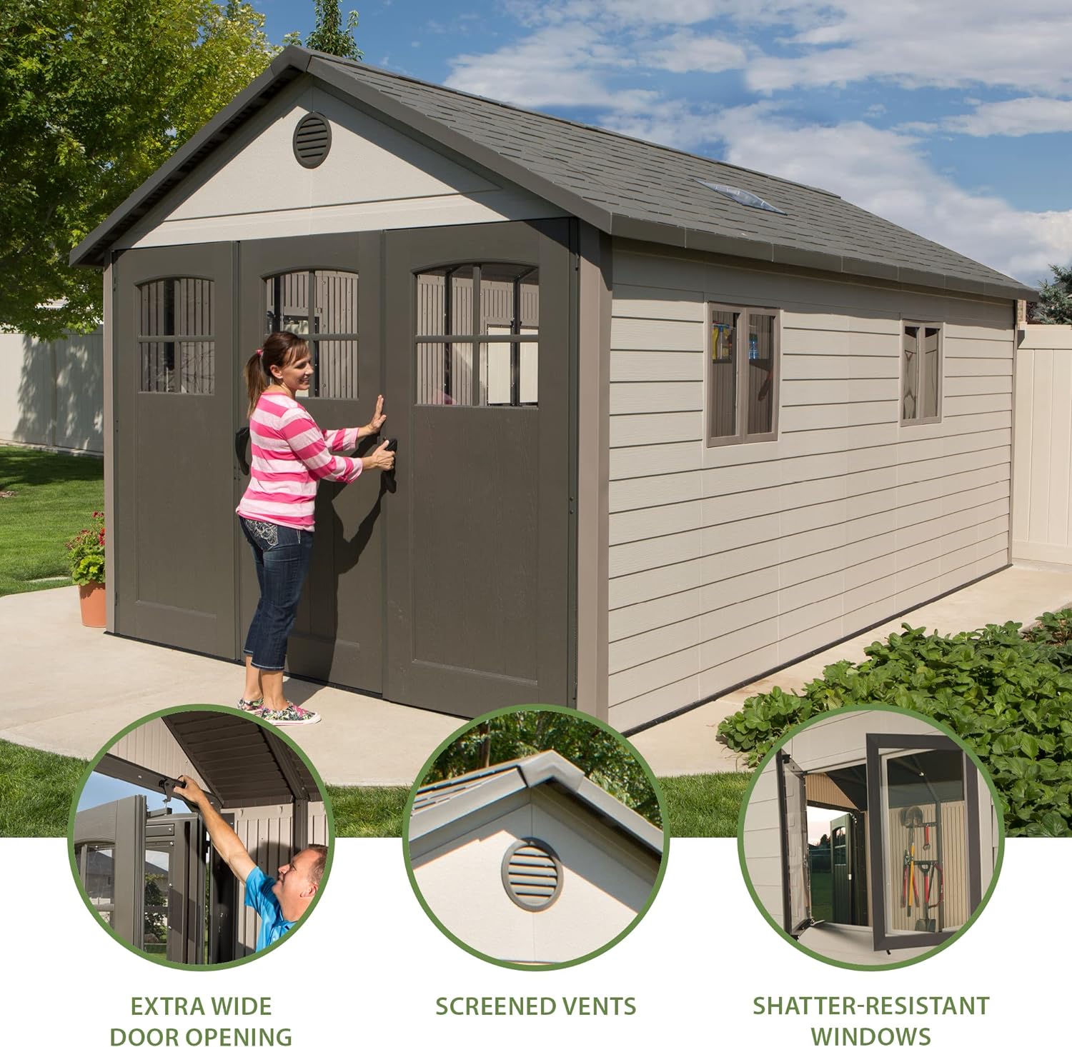 Lifetime 11 x 18.5 Ft. Outdoor Storage Shed, 11 x 18.5, Desert Sand