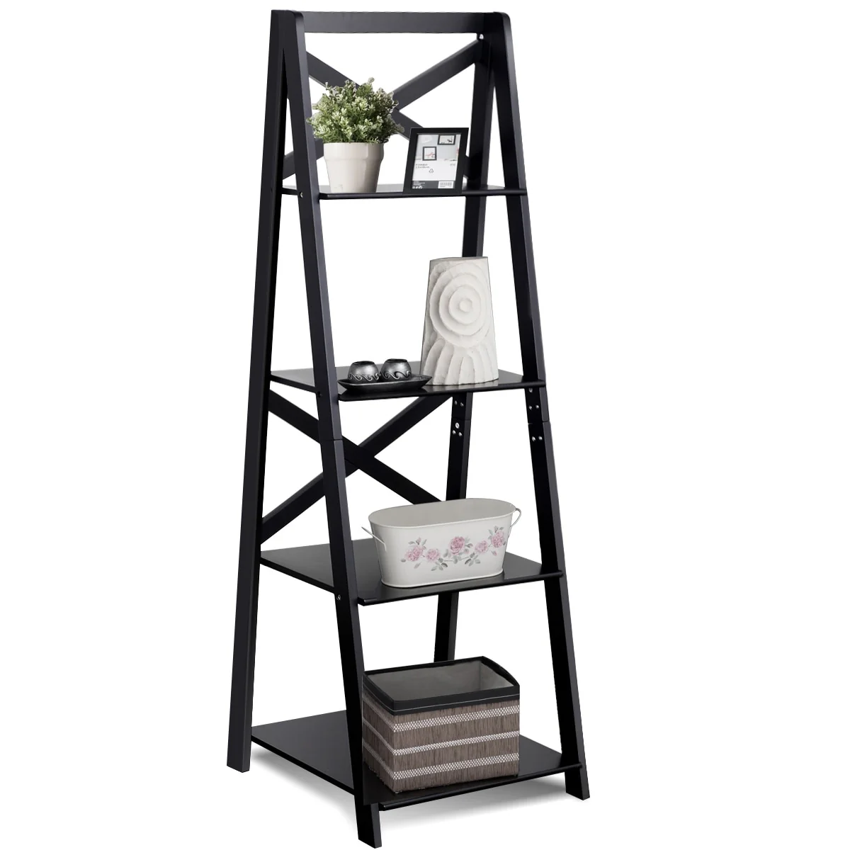 Porch & Den Strickland 4-Tier X-accent Ladder Storage Shelf