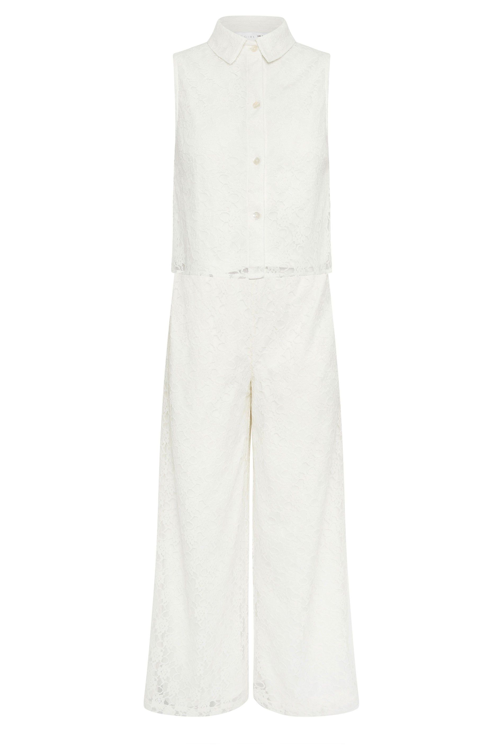 PixieGirl Petite Lace Lined Shirt & Wide Leg Trousers Set