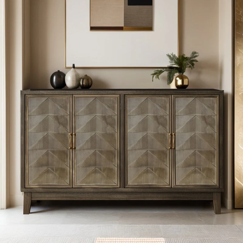 intage Sideboard Buffet Cabinet with Storage, Large Accent Cabinet Sideboard With 4 Doors, Storage Cabinet