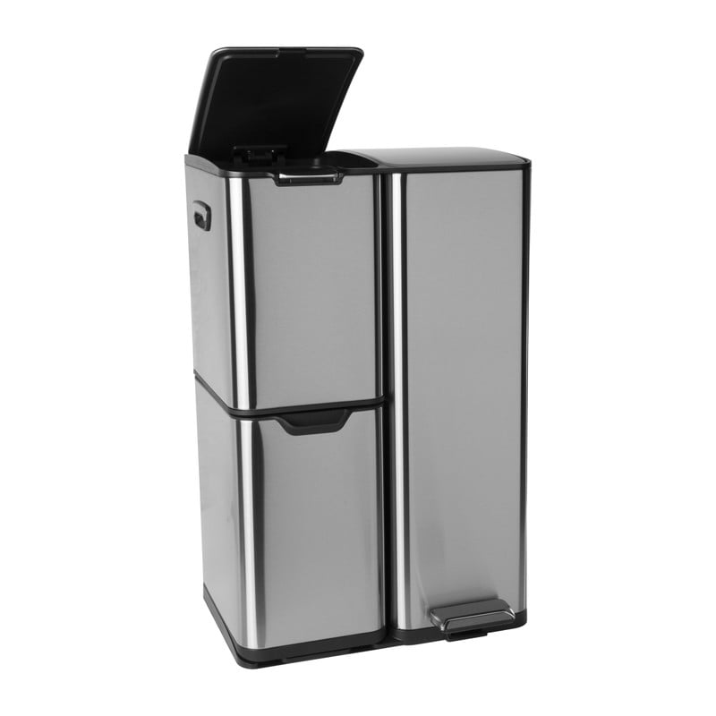 Pedaalemmer 3 vakken -zilver - 60 liter