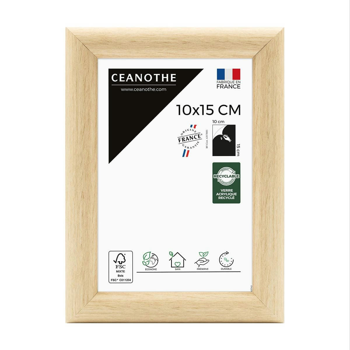 SHELTER - Cadre photo baguette arrondie brut 10x15 cm résine recyclée