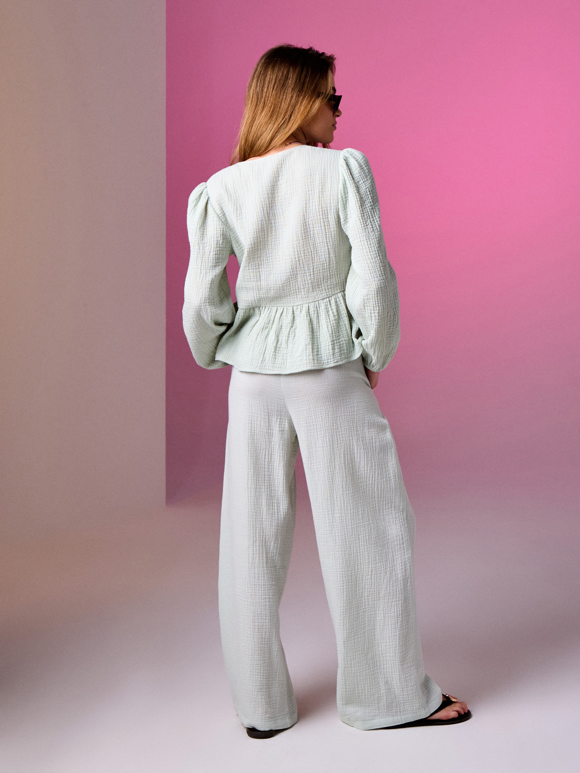 Muślinowe spodnie wide leg