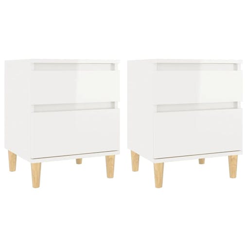 NNEVL Bedside Cabinets 2 pcs High Gloss White 40x35x50 cm