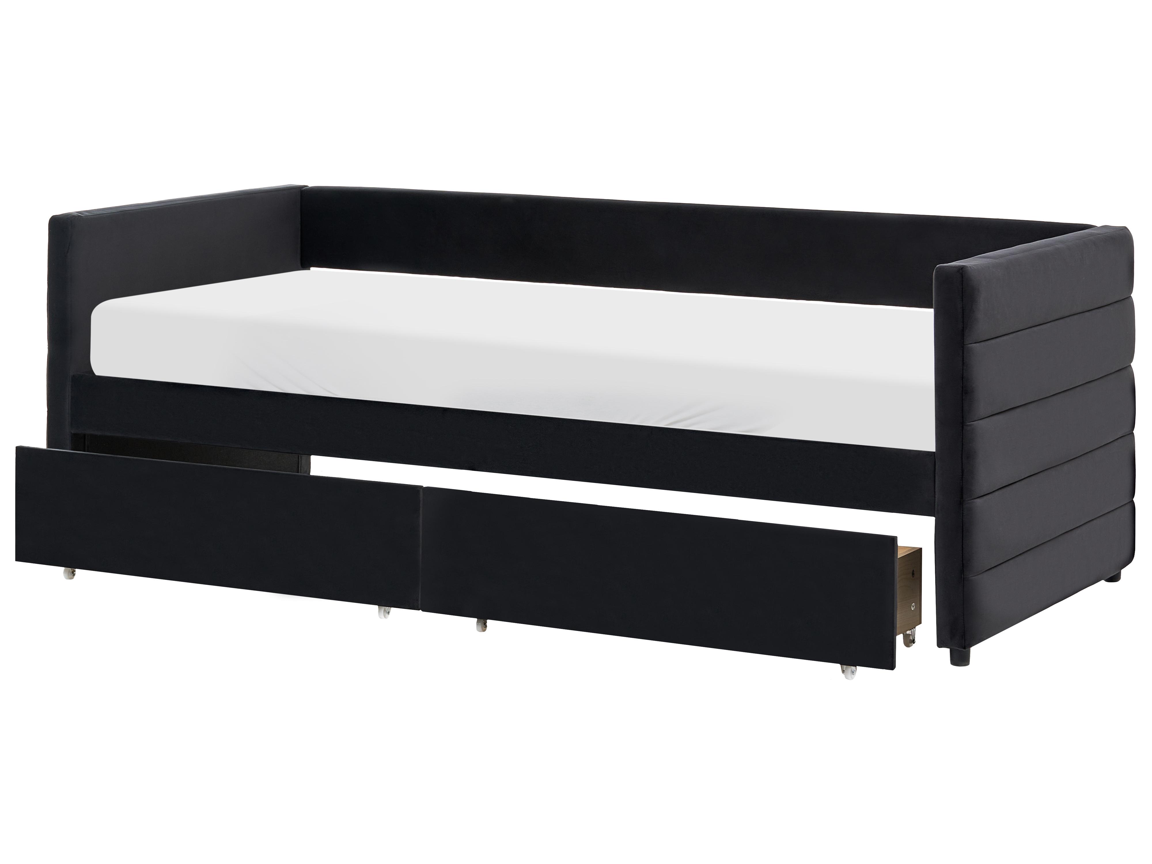 Daybed with Storage Velvet MARRAY 90 x 200 cm (EU Single) Black