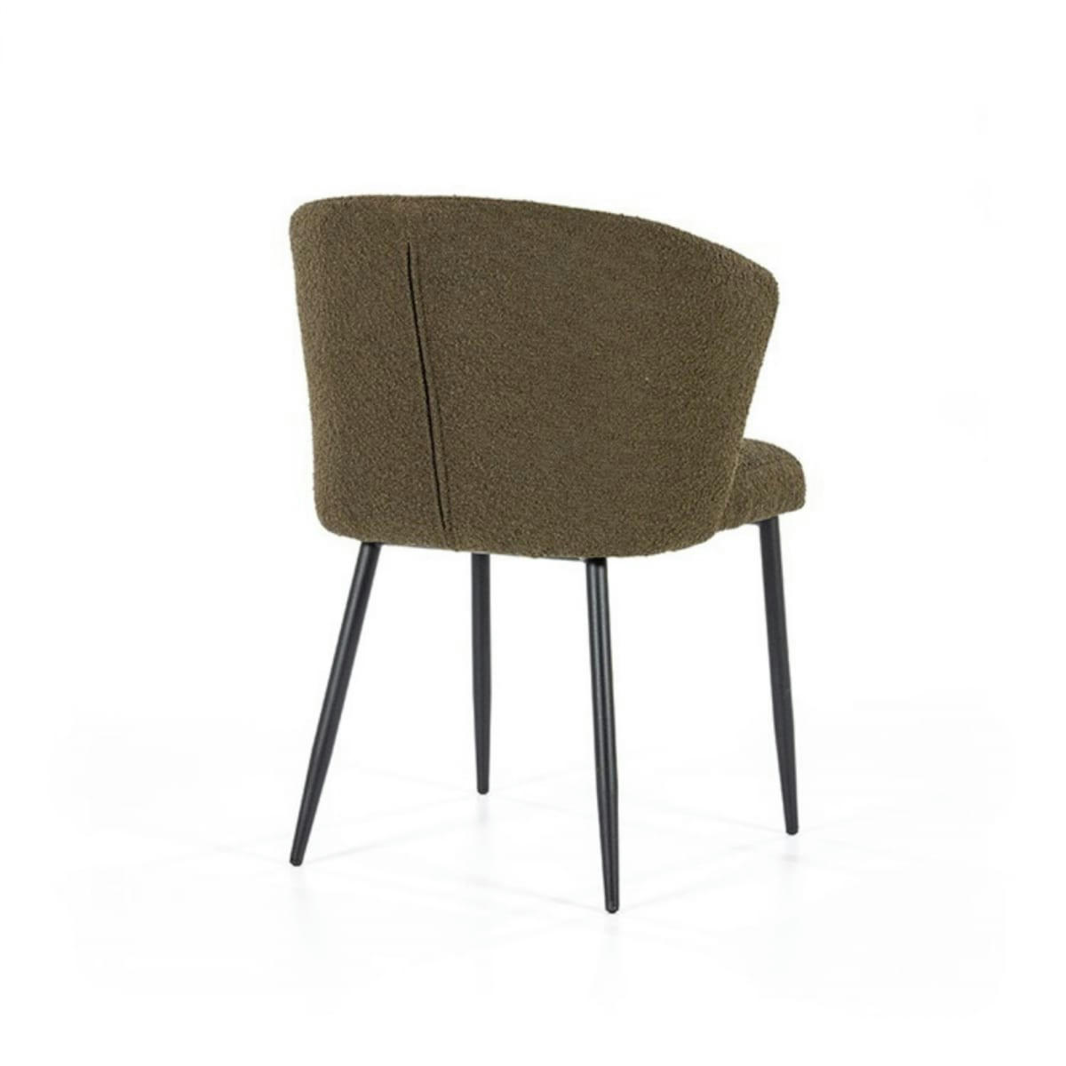 SONY - Chaise salle à manger tendance en tissu bouclé marron