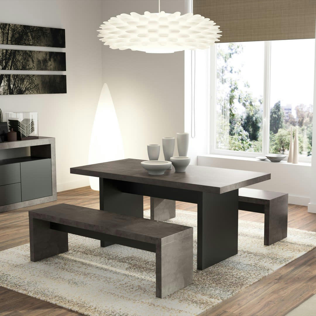 DETROIT - Table effet bois béton et noir