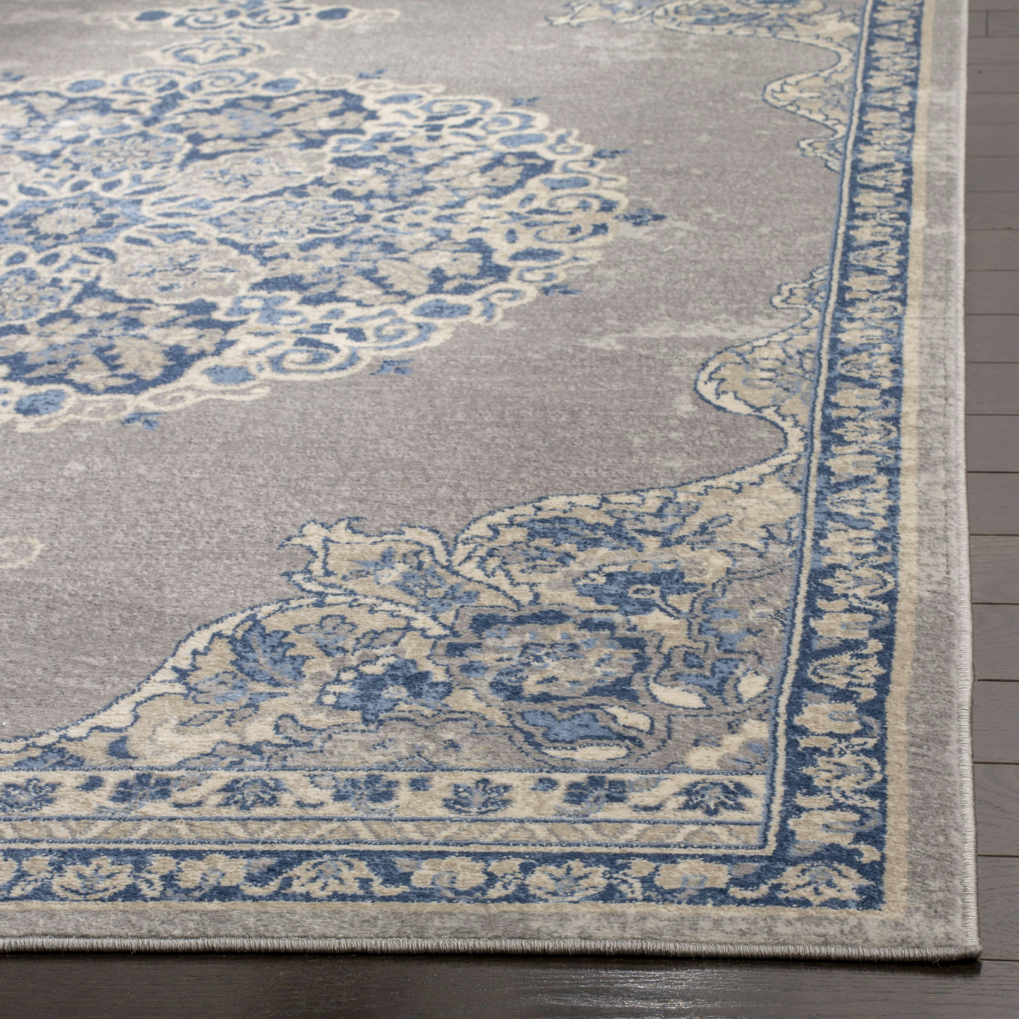 BRENTWOOD - Tapis de salon interieur en gris clair & bleu, 183 x 274 cm