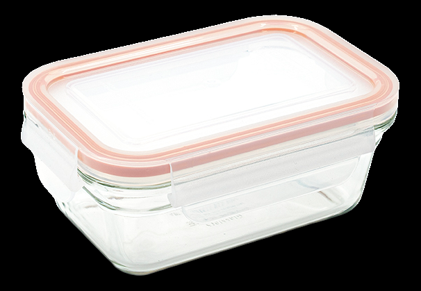 Glasslock Rectangle Glass Food Storage Container Set with Airtight Seal, 470-mL