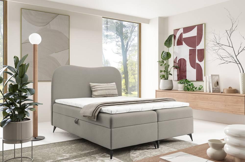 Boxspring Adler bouclé met opbergruimte 160 x 200 cm