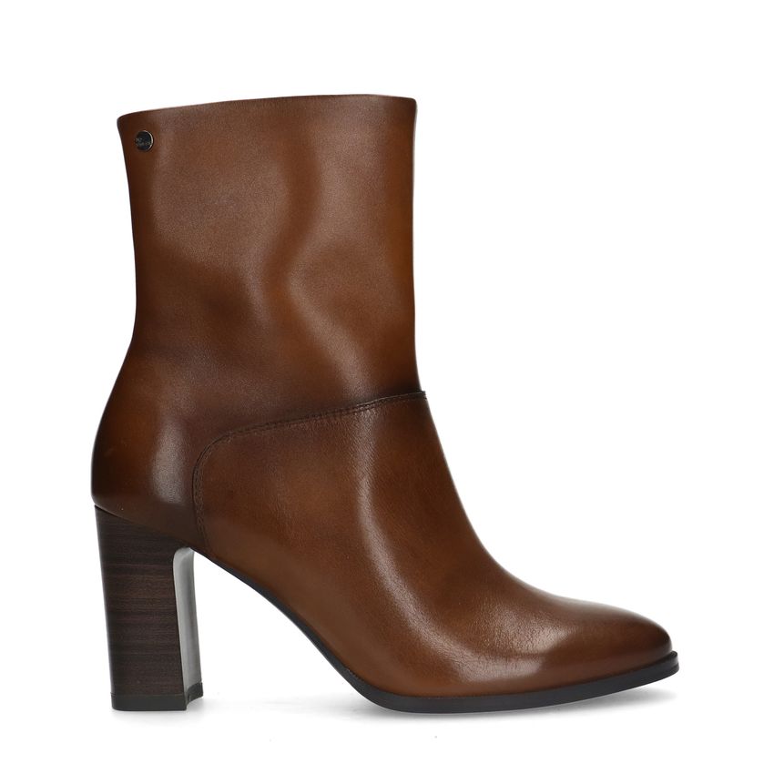 No Stress Bruine leren enkellaarsjes met hak