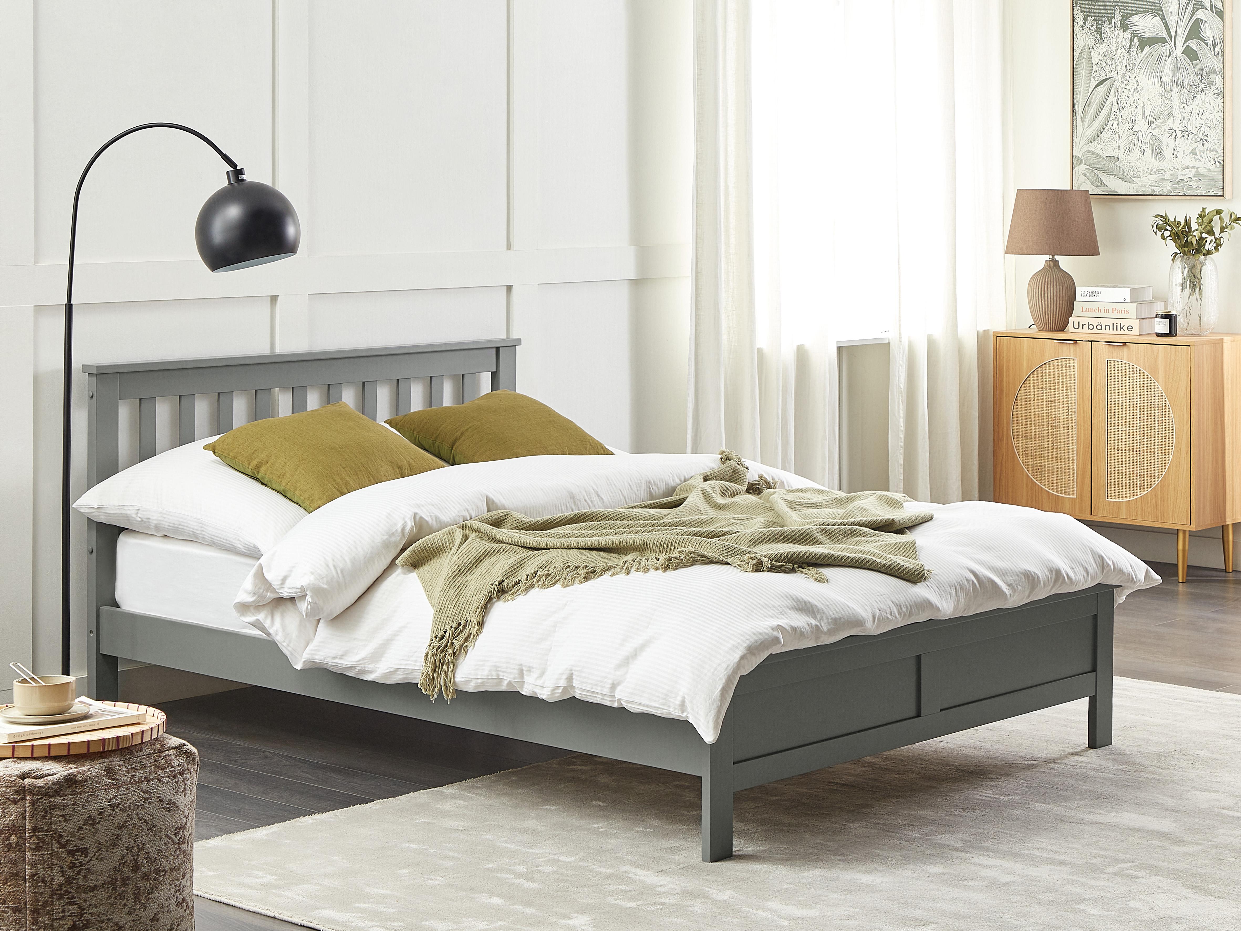 Bed Pine Wood MAYENNE 140 x 200 cm (EU Double) Grey