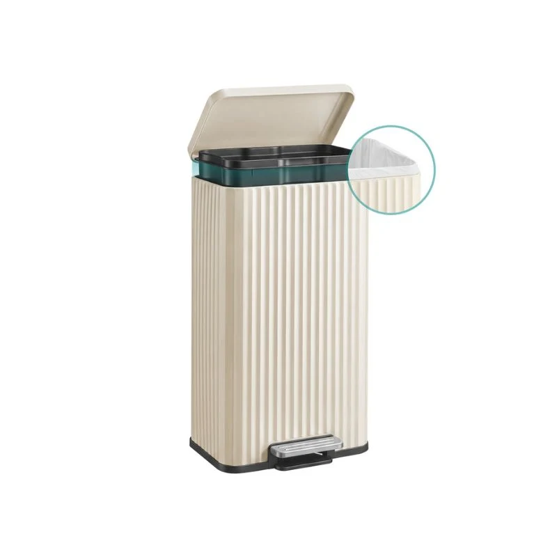 30L Poubelle de cuisine fine en acier à pédale fermeture douce