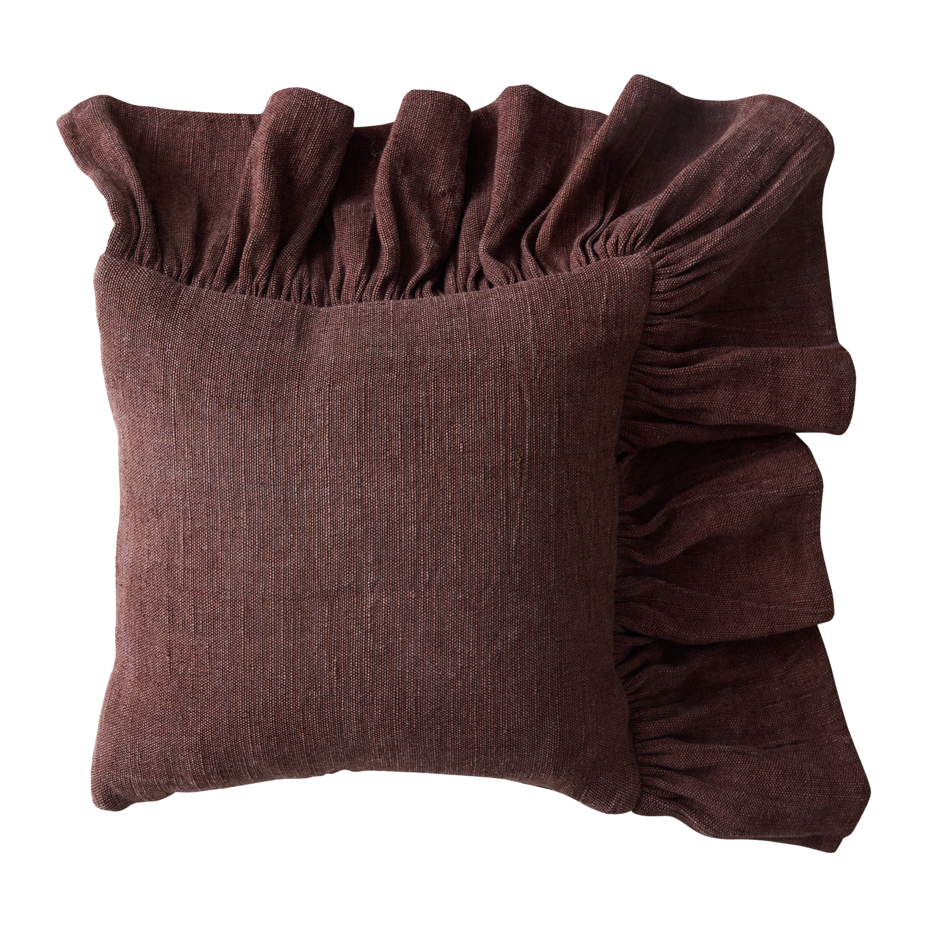 HKliving Ruffle Sierkussen 50 x 50 cm - Chestnut