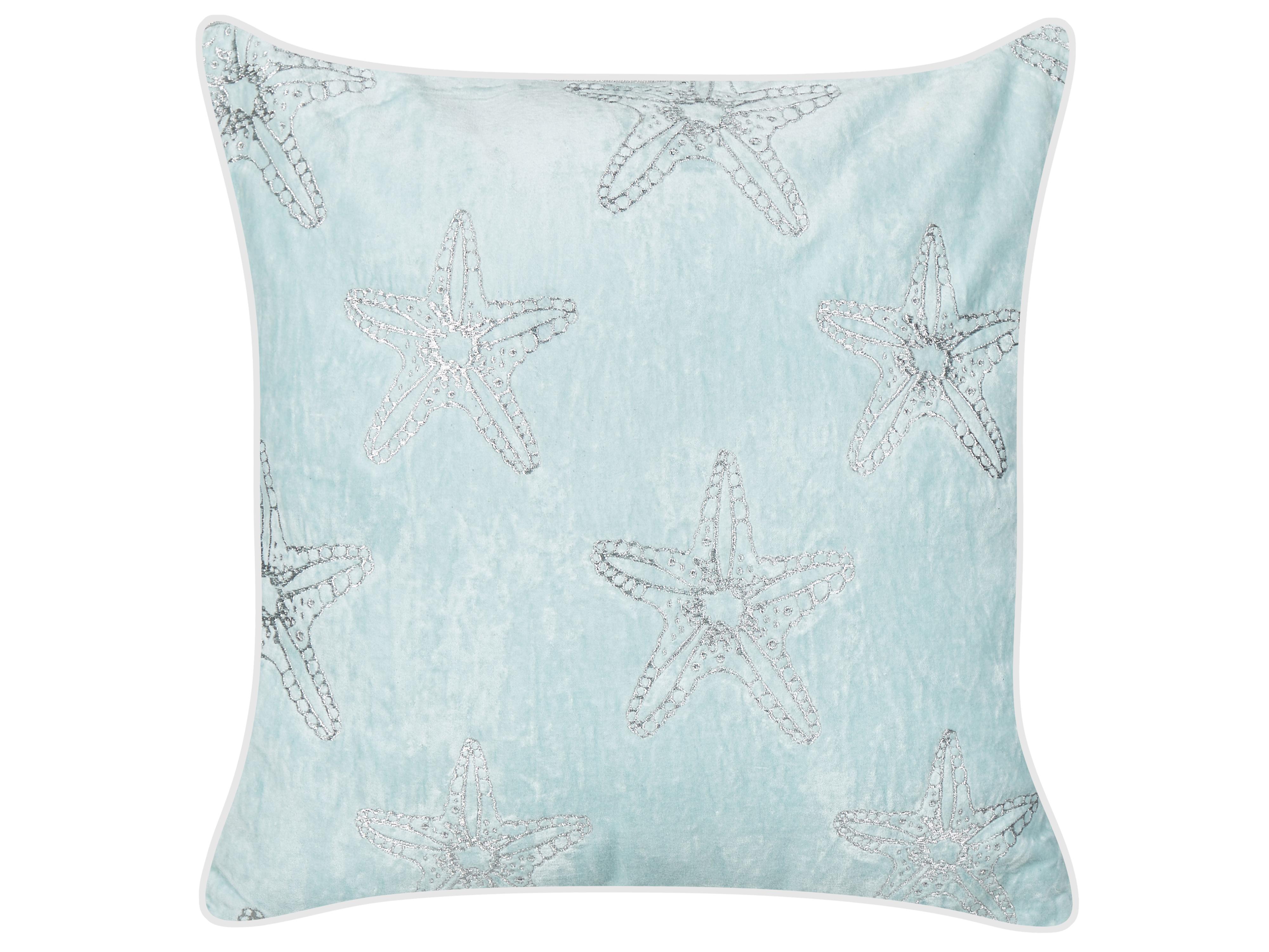 Throw Cushion CERAMIUM Velvet 45 x 45 cm Light Blue Floral Pattern