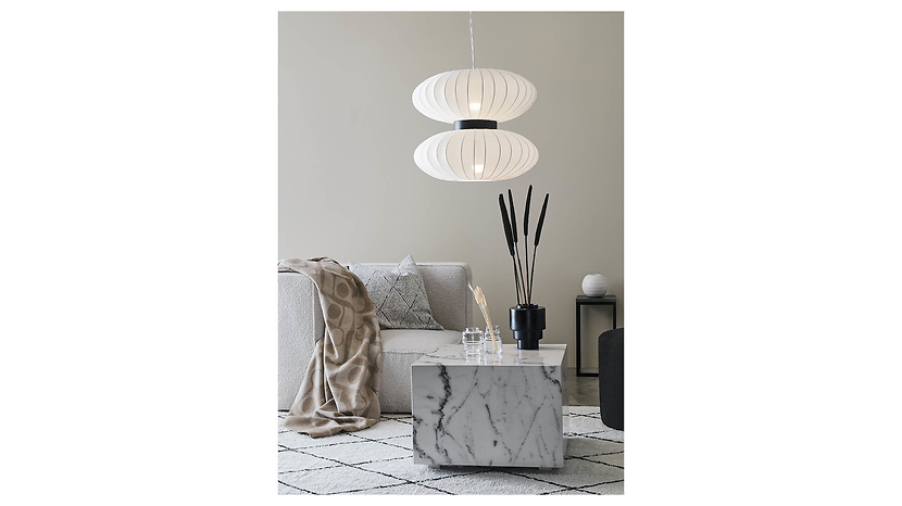 Lampa wisząca Daburu 2-punktowa tkaninowa biała