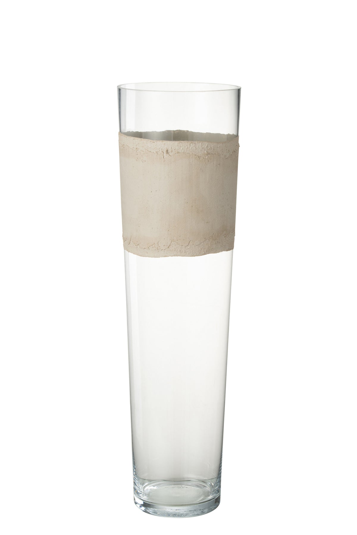 J-Line vaas Delph - glas - transparant/beige - large - 60 cm hoog
