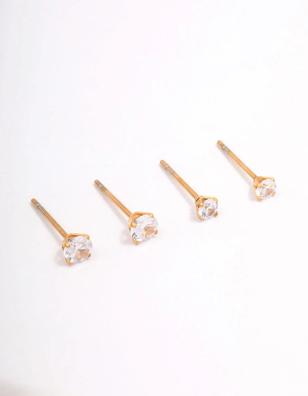 Gold Plated Surgical Steel Graduating Cubic Zirconia Stud Earring Pack