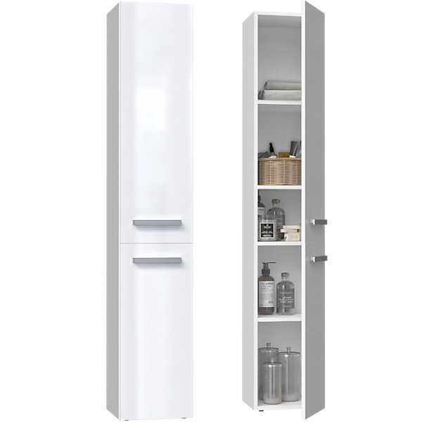 KOMMA - Meuble de salle de bain 2 portes - 31x30x174 cm - BLANC BRILLANT