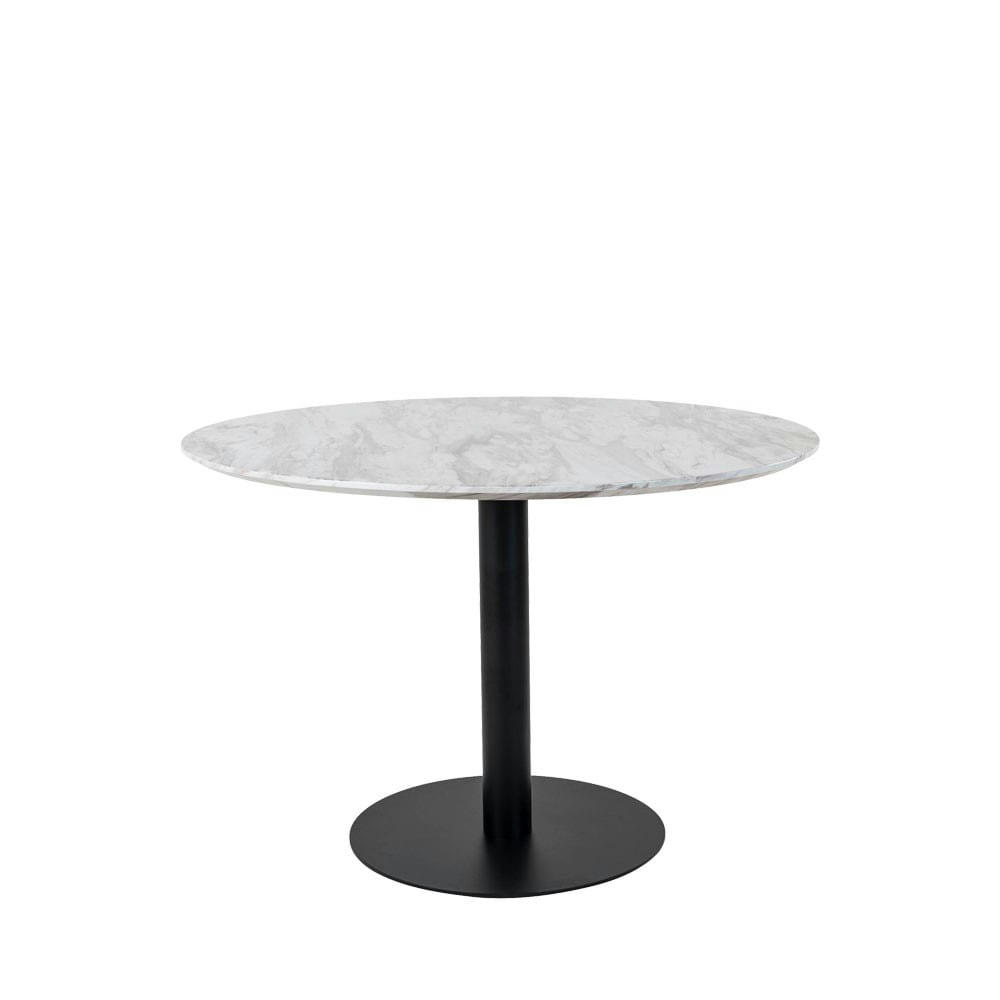 BOLZANO - Table à manger ronde effet marbre D110cm blanc