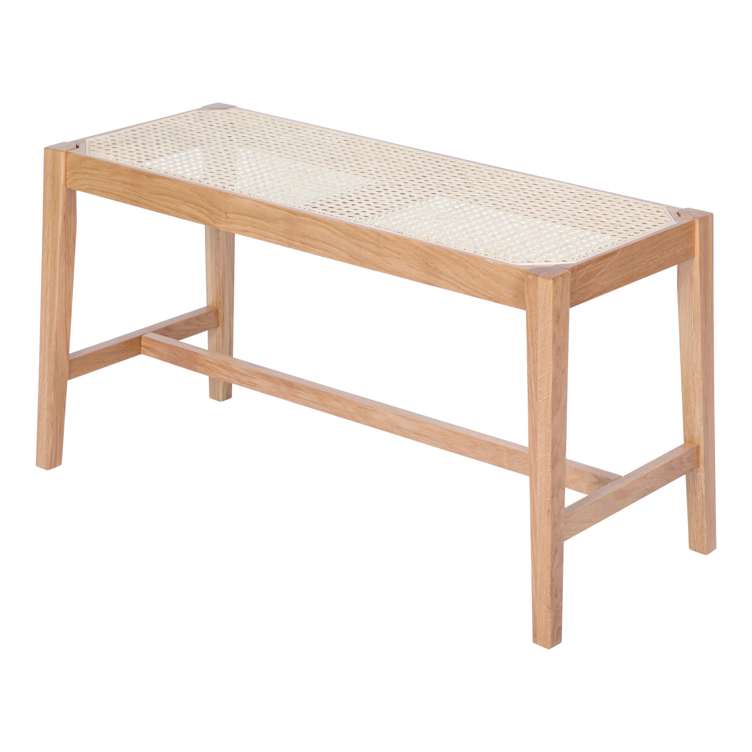 KAPPA - Banc 2 places en bois de chêne massif et cannage