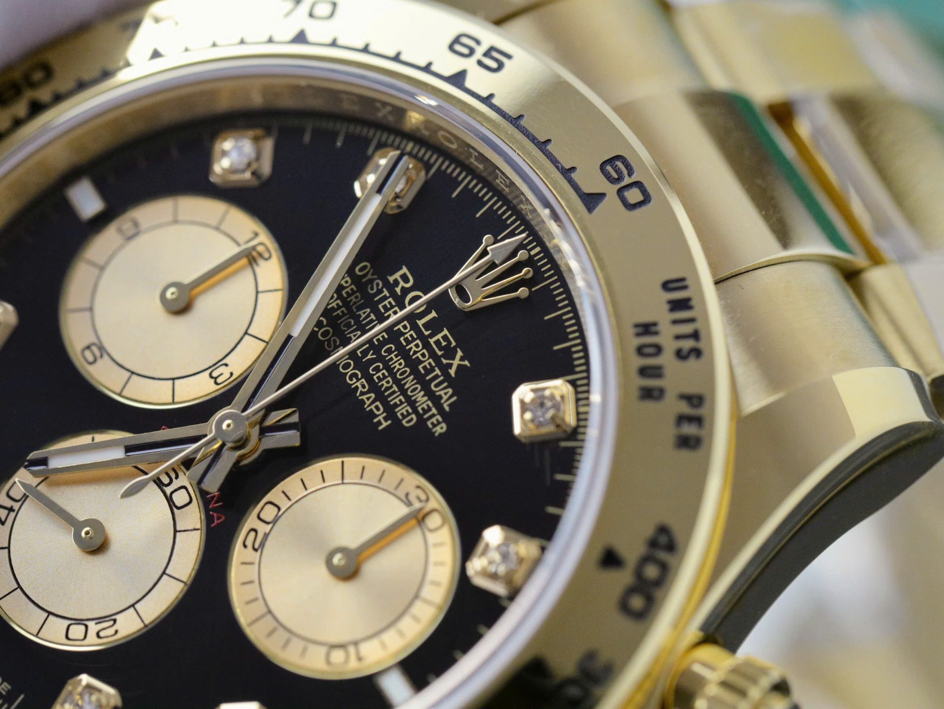 Rolex Daytona 116508 YG Plated Black Dial CZ Diamonds 40mm Oyster Super Clone