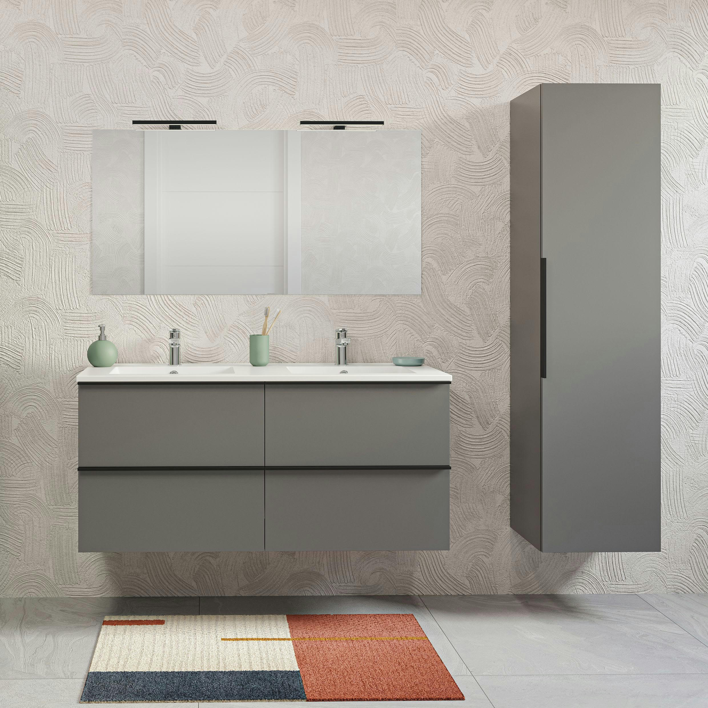 URBAIN - Colonne de salle de bain avec rangement PPSM Gris Onyx Mat