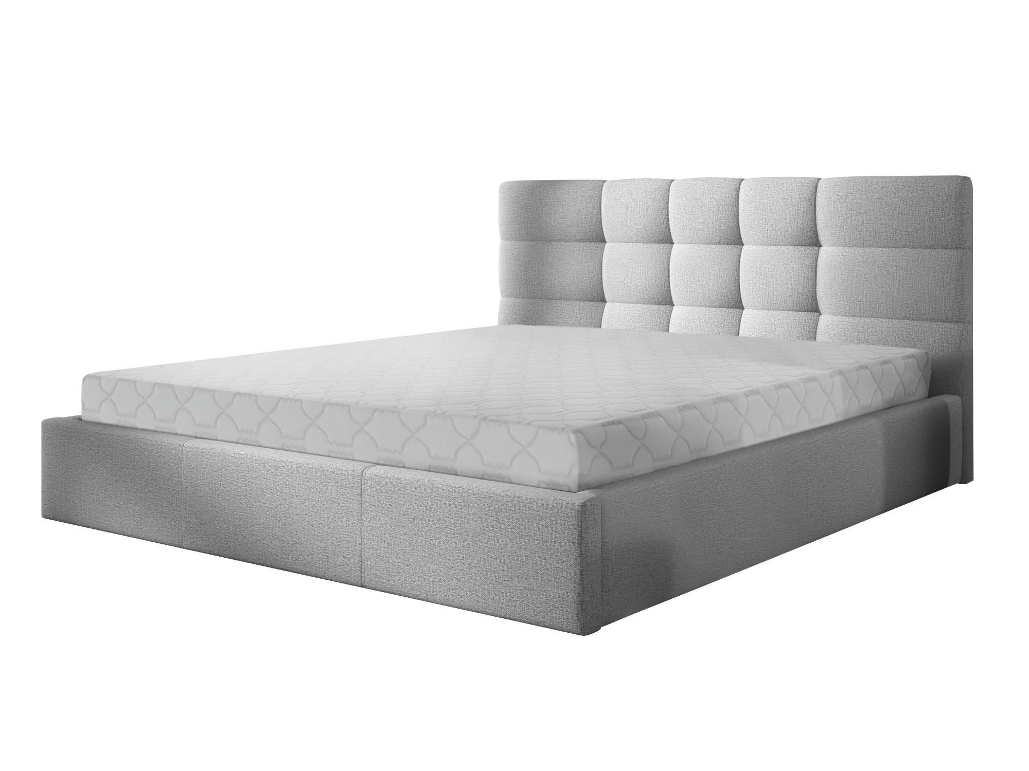 MAEL - Lit coffre en Tissu 180x200 gris clair