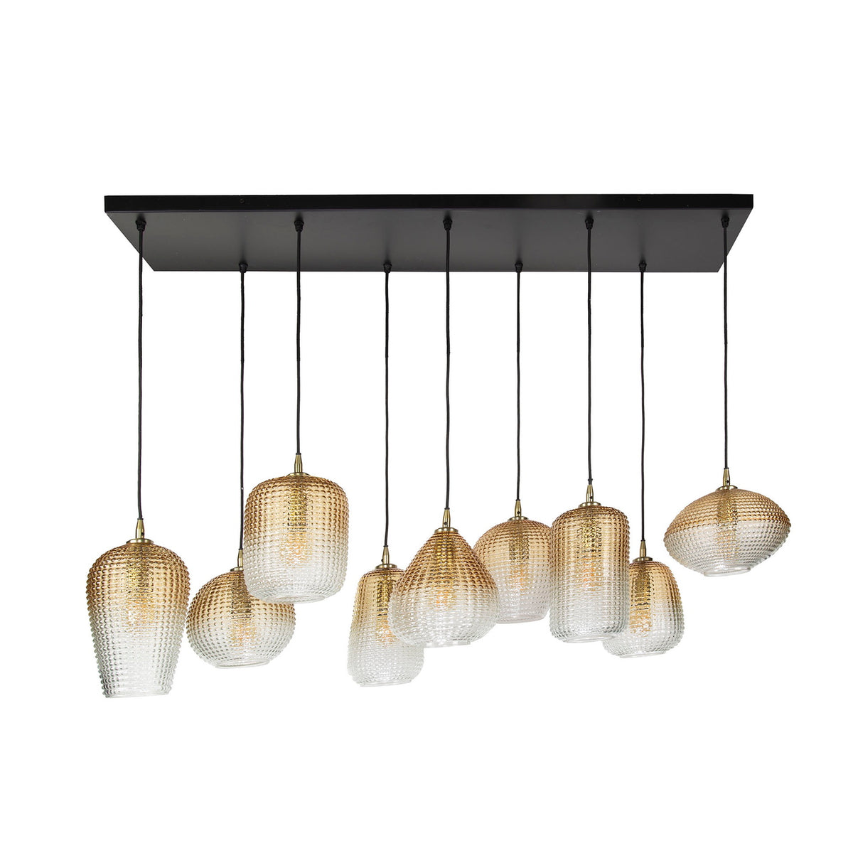 Giga Meubel Hanglamp Dot Pattern - Amber - 9-Lichts - 120x40x150cm