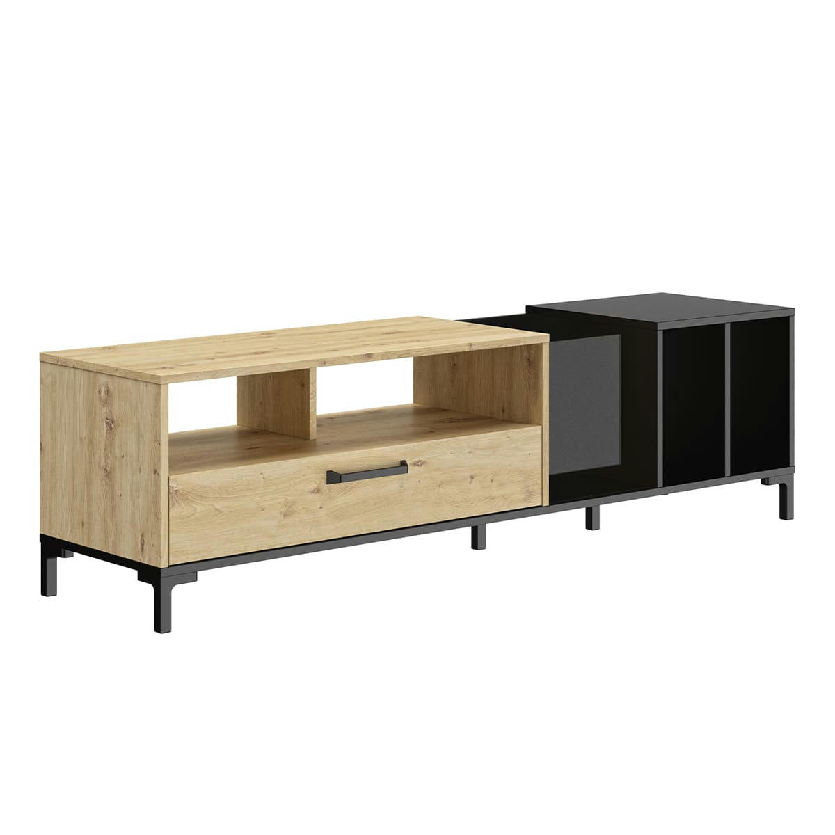 ARGUIN - Meuble tv vinyle 190cm noir naturel