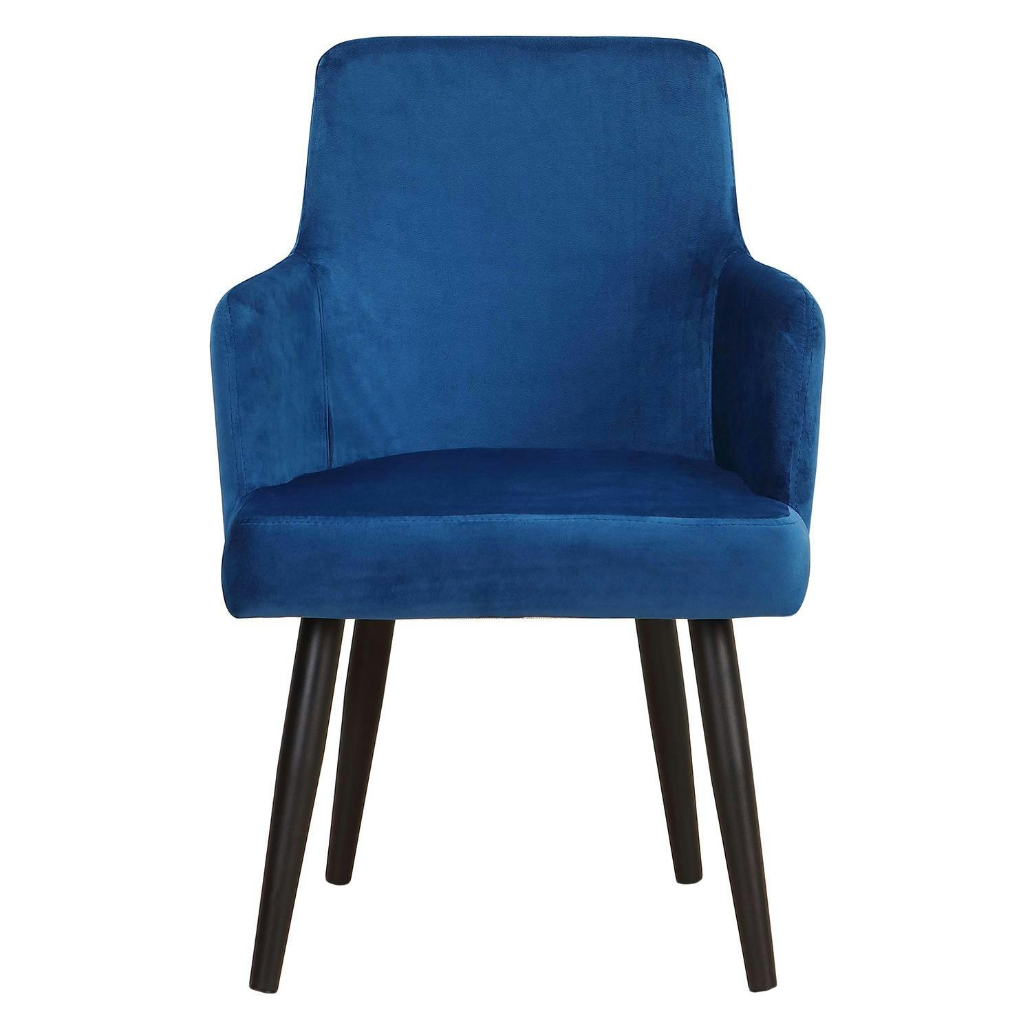 NEIVA - Lot de 2 fauteuils de table en velours bleu