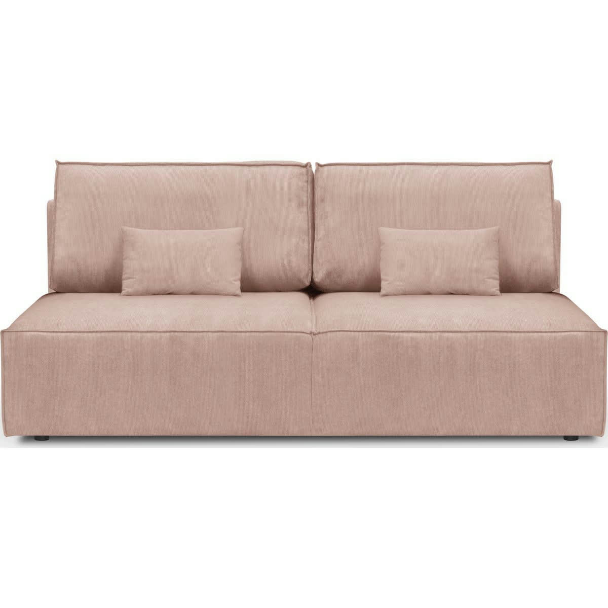 MILLA NEW - Canapé convertible 3 places avec coffre velours fines côtes rose pâle