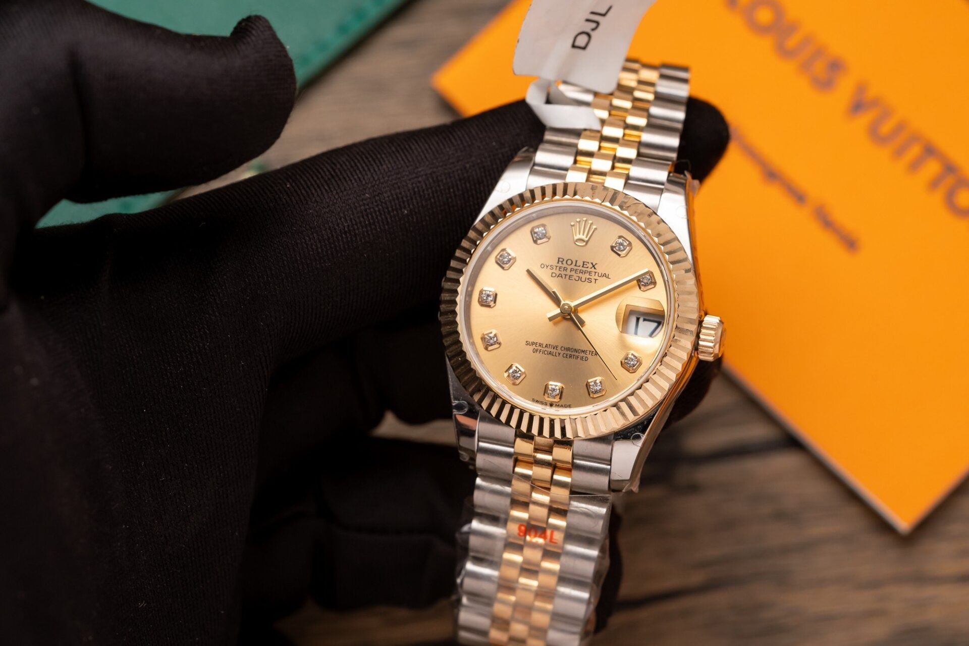 Rolex Datejust SS/YG Plated Gold Dial CZ Diamonds 31mm Jub Super Clone