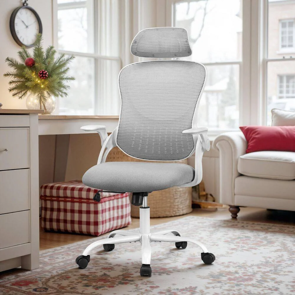Home Office Desk Chairs, Ergonomic Computer High-Back Mesh Rolling Work Task Chairs with Wheels and Adjustable Headrests, Armest