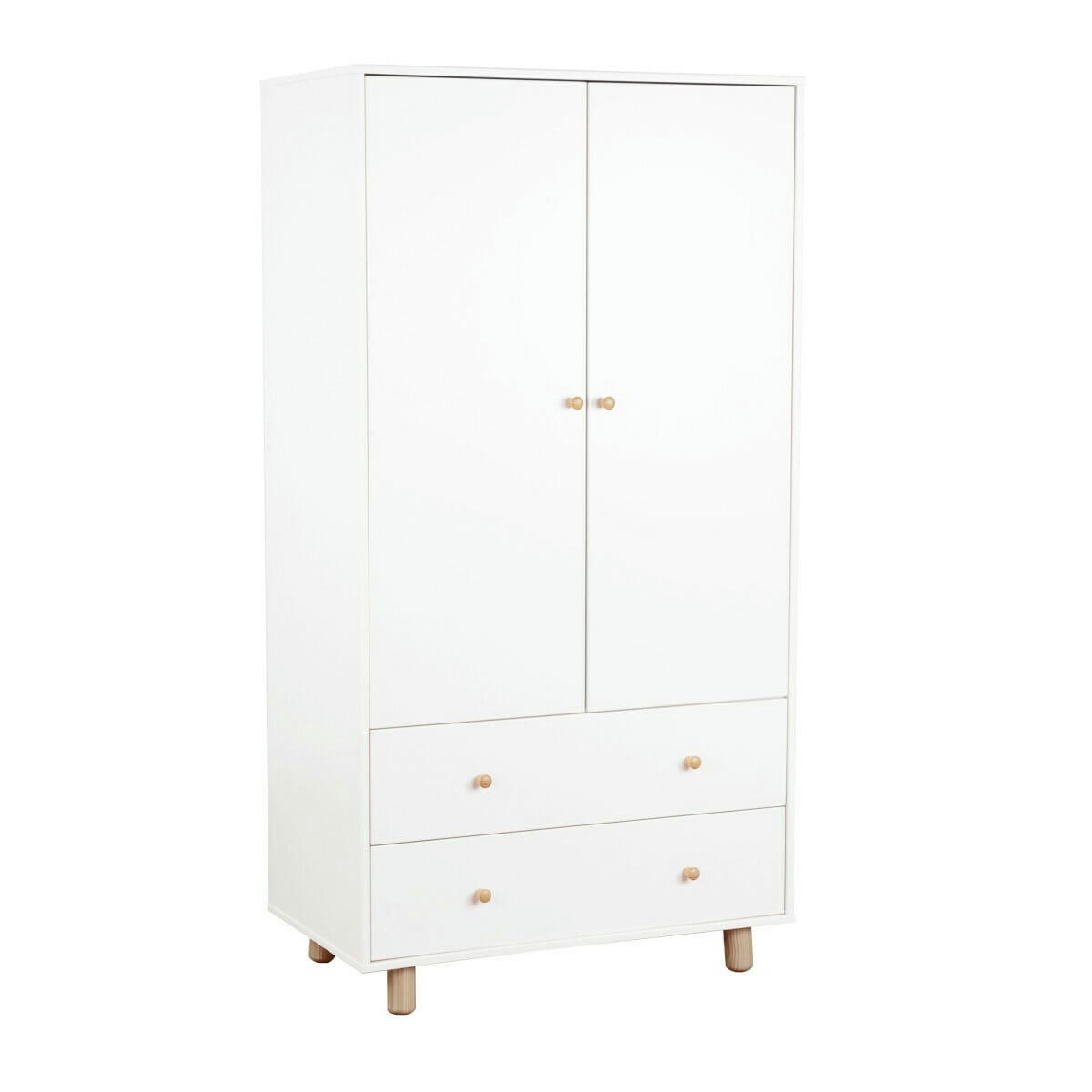 GABBY - Armoire enfant bois massif blanc et bois
