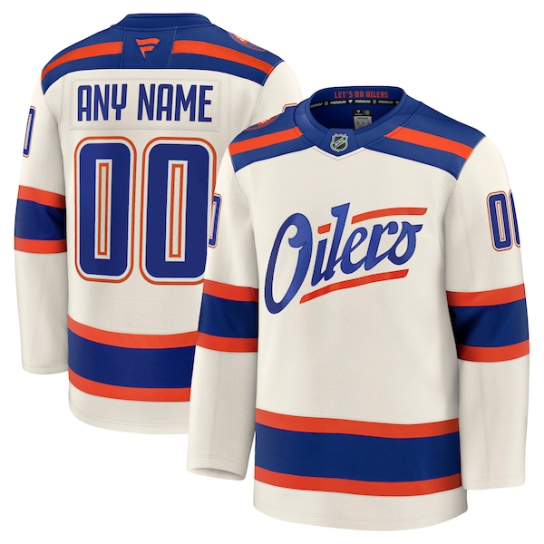 Edmonton Oilers  Alternate Premium Custom Jersey - Light Beige/Royal/White
