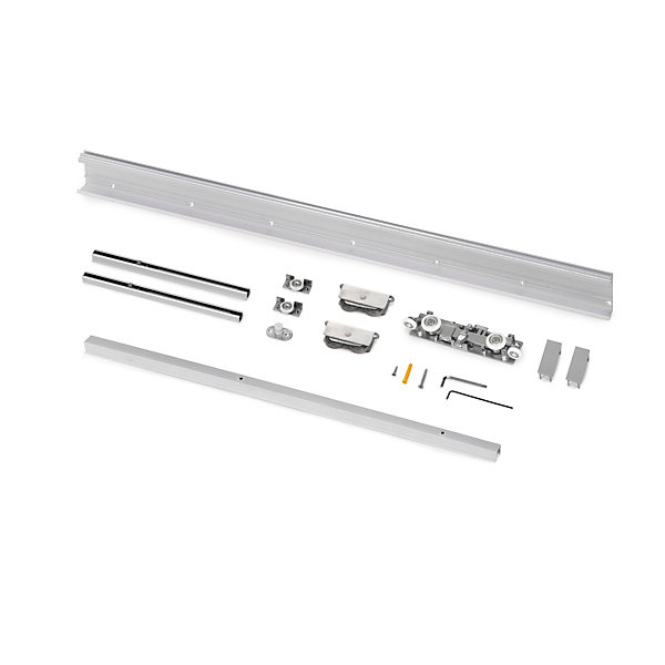 Emuca Kit de quincaillerie pour porte coulissante en bois Wall à fermeture souple, Acier et Aluminium et Plastique