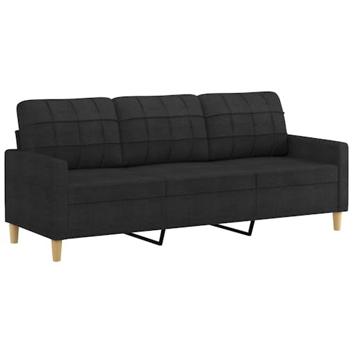 NNEVL 3 Piece Sofa Set with Pillows Black Fabric