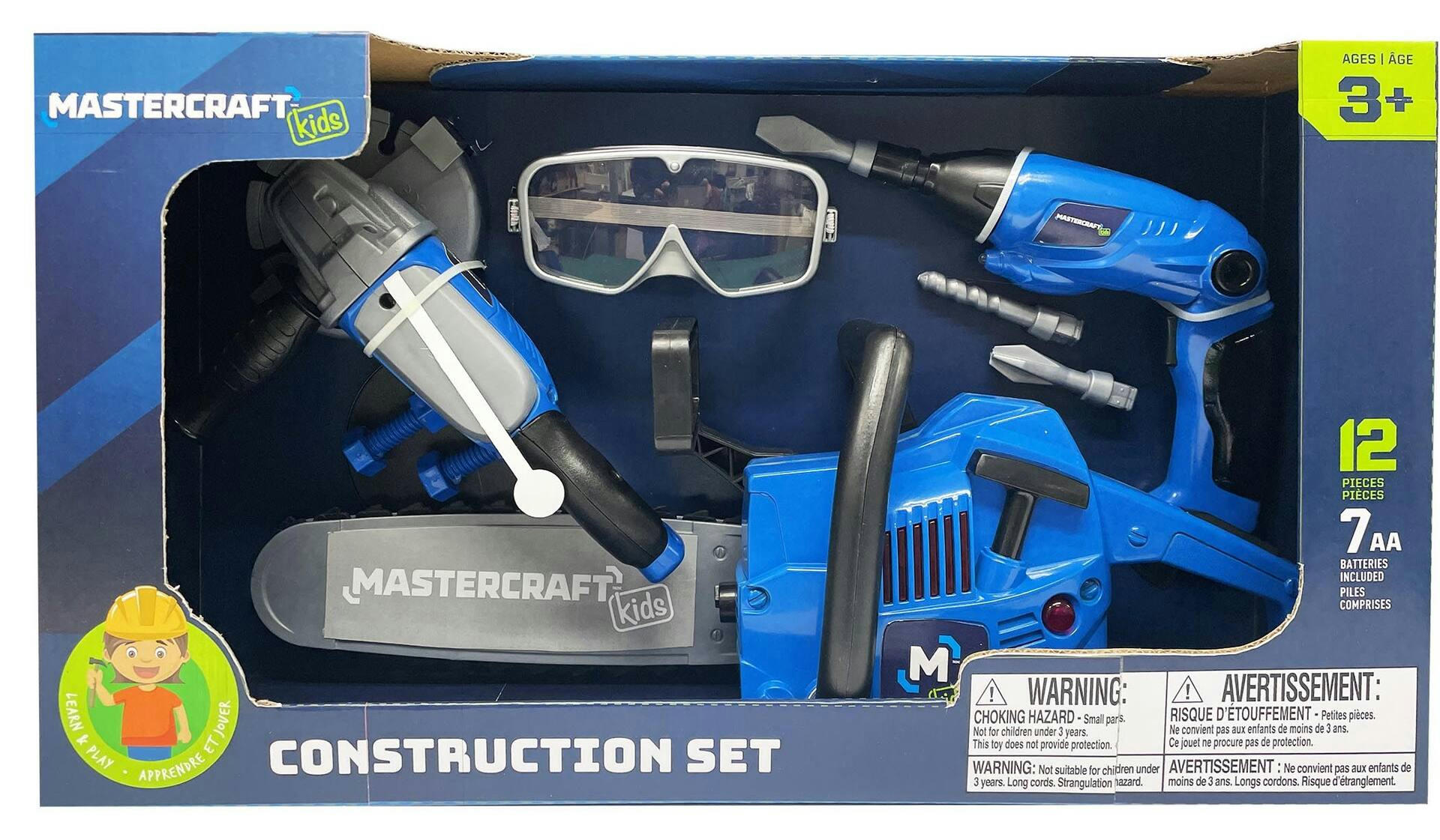 Mastercraft Kids Learn & Play Pretend Construction Toy Set, Ages 3+, 3-pk