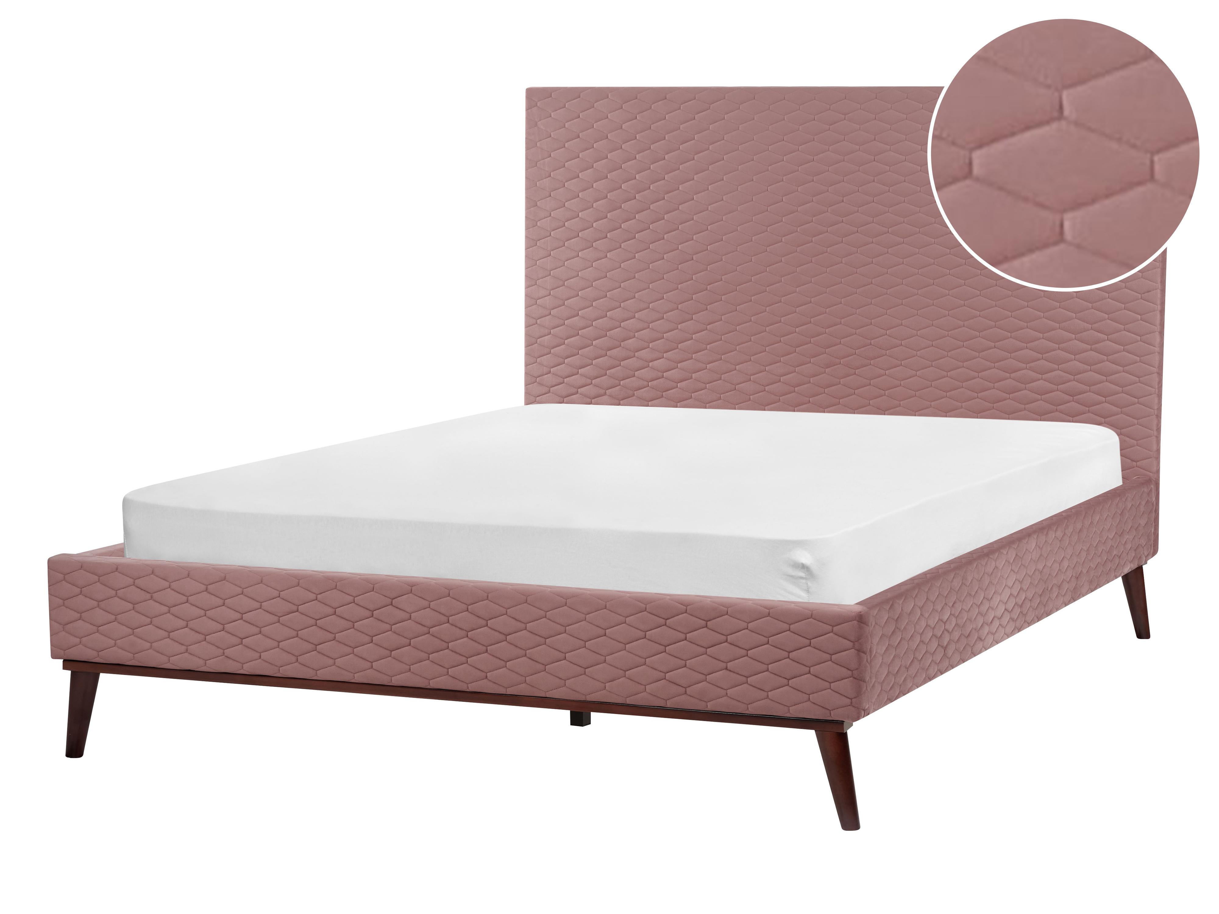 Bed Velvet BAYONNE 140 x 200 cm (EU Double) Pink