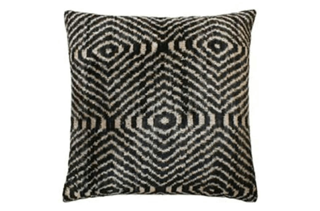 - Housse de coussin velours soie ikat  40x40 noir