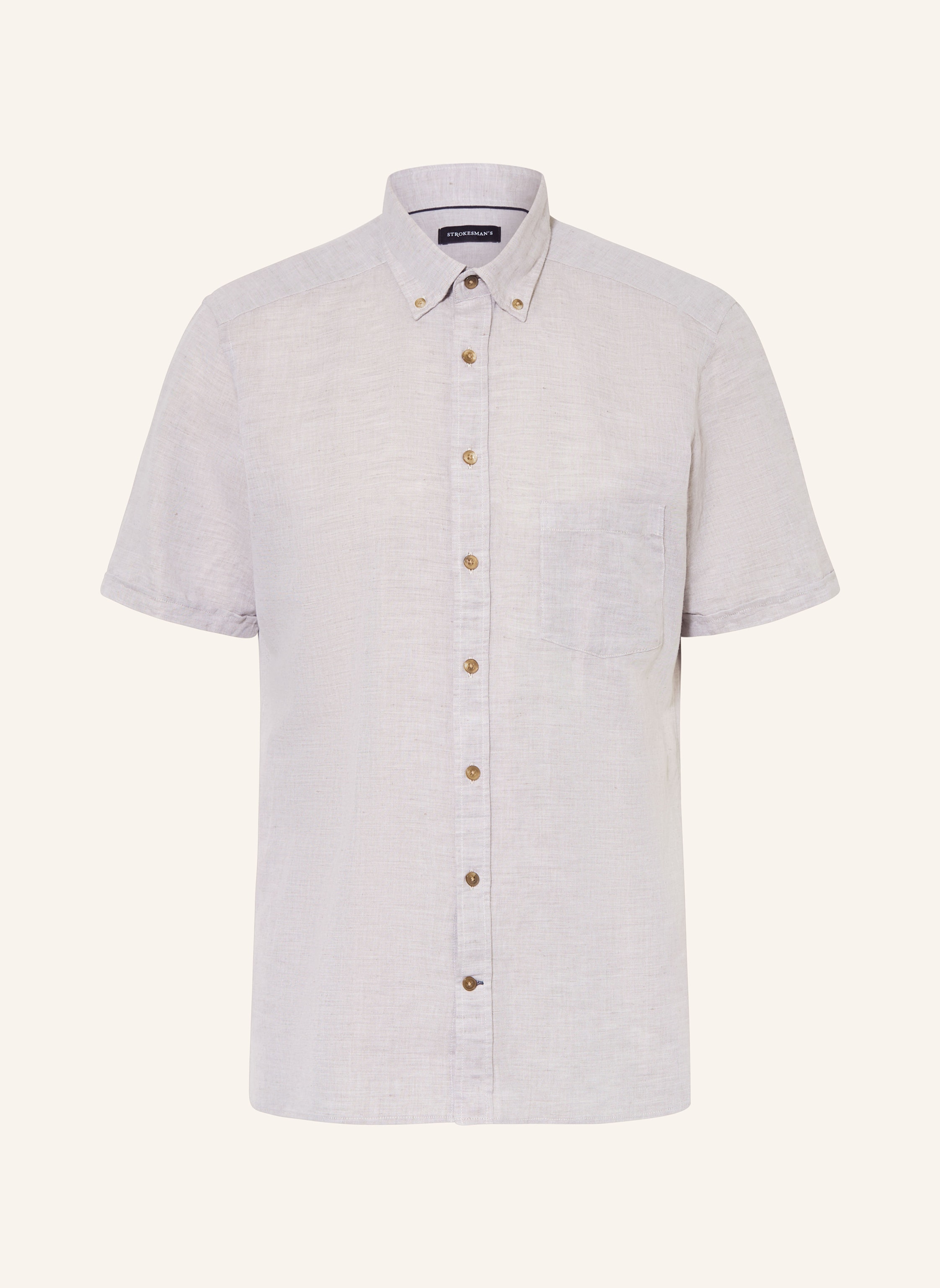 STROKESMAN'S Kurzarm-Hemd Comfort Fit mit Leinen