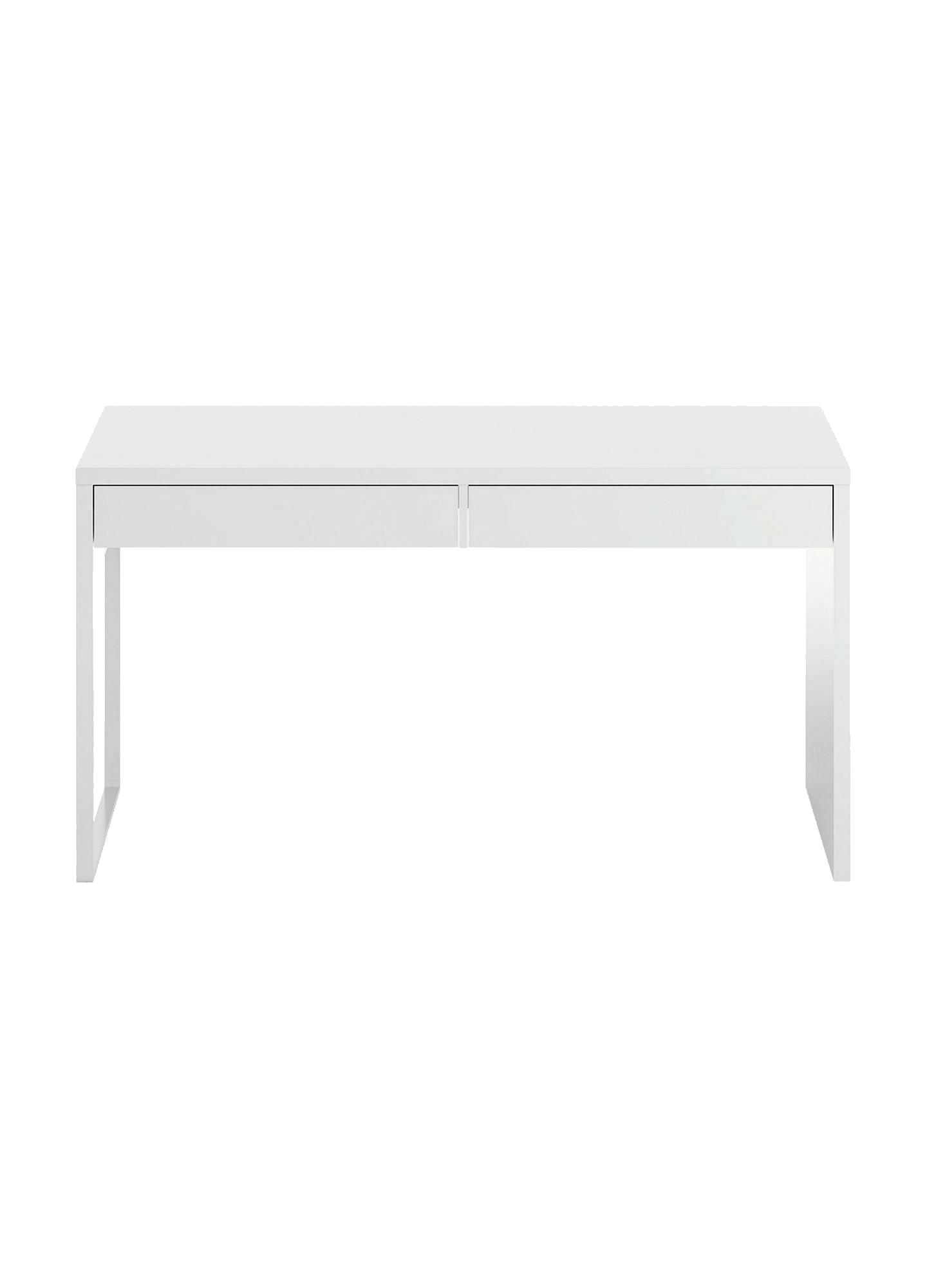 HOUSTON - Bureau avec 2 tiroirs effet bois blanc brillant
